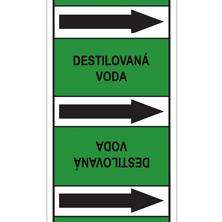 Značení potrubí, destilovaná voda, 220 ks, 100 × 150 mm